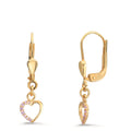 Pendant d'oreilles Or jaune 9K Zircone rose, rond