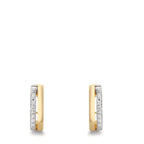 Créoles à charnières Or jaune 9K Zircone 16 Pierres Bicolore