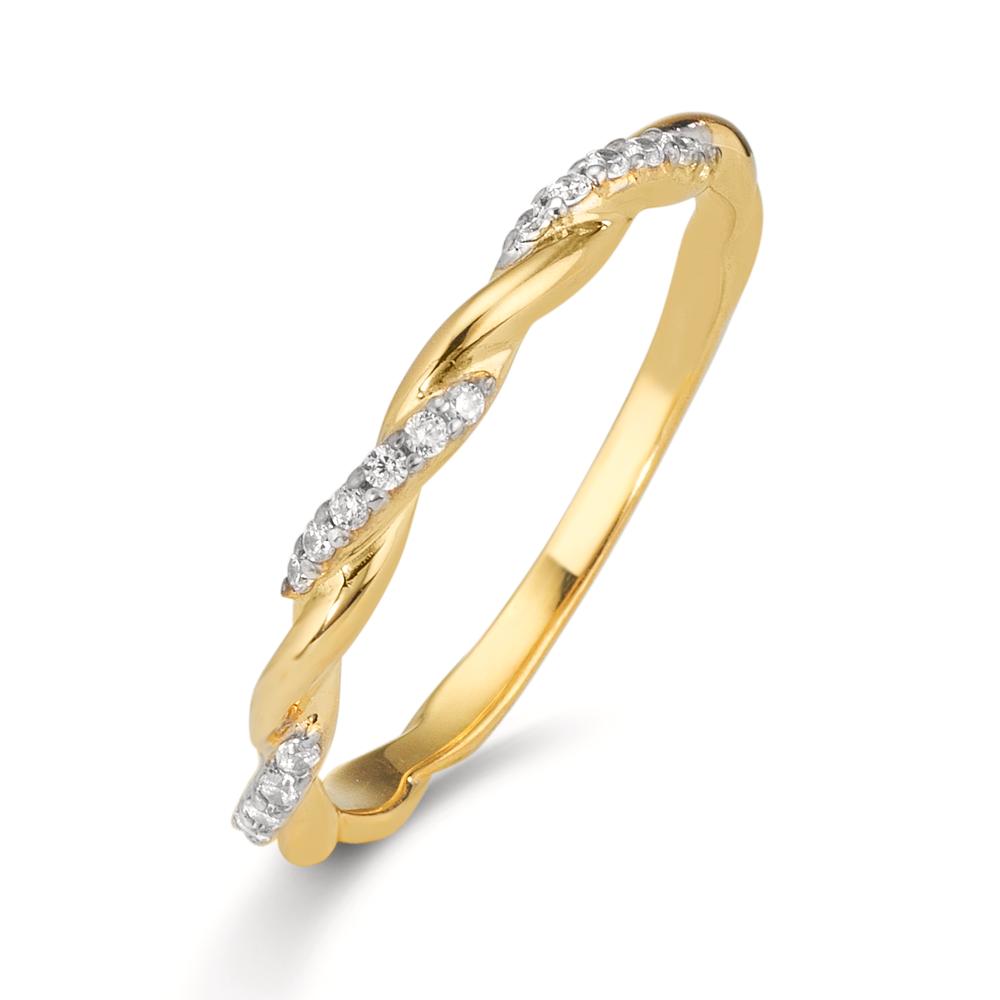 Bague Or jaune 9K Zircone 18 Pierres