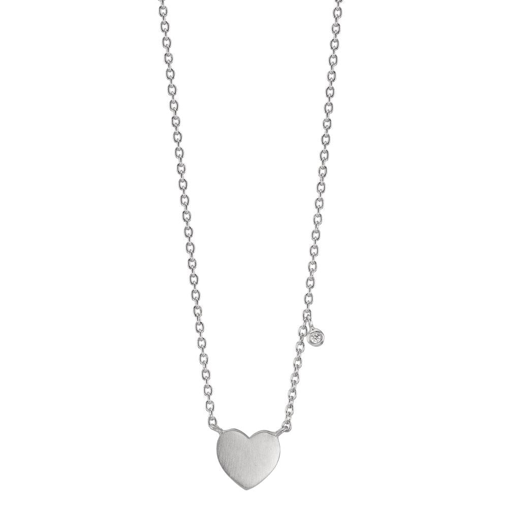 Collier Silber Zirkonia weiss Herz 42-47 cm verstellbar