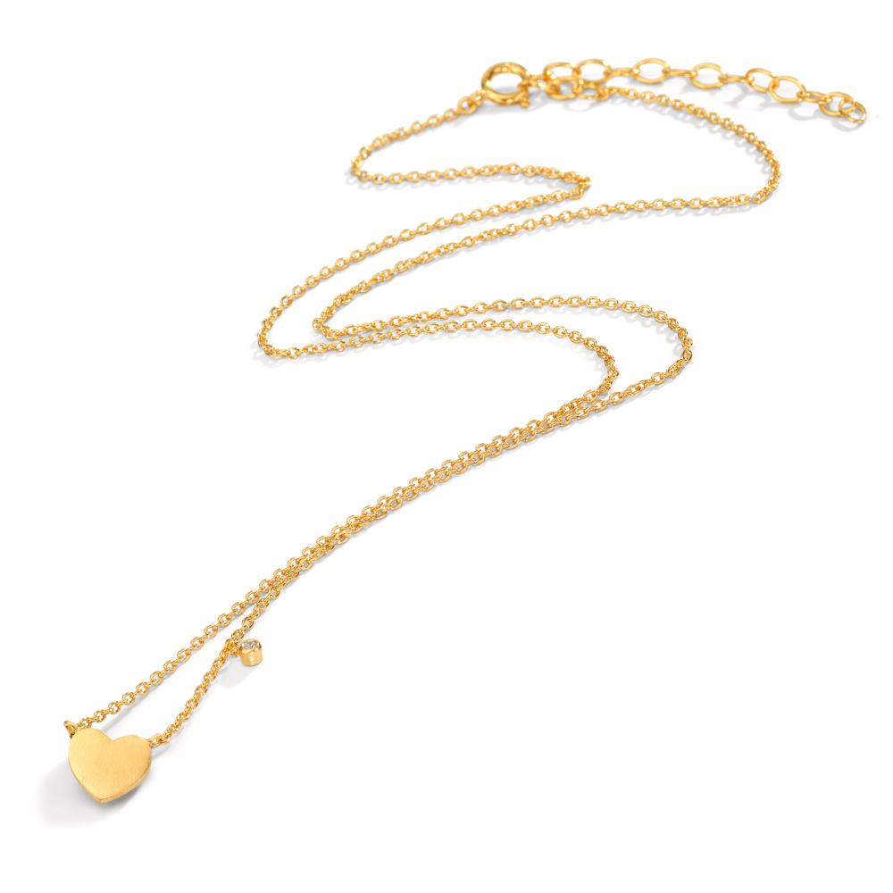 Collier Silber Zirkonia weiss gelb vergoldet Herz 42-47 cm verstellbar