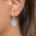 Créoles avec pendentif Argent nacre blanc, 2 Perles 9-9.5 mm Ø14 mm