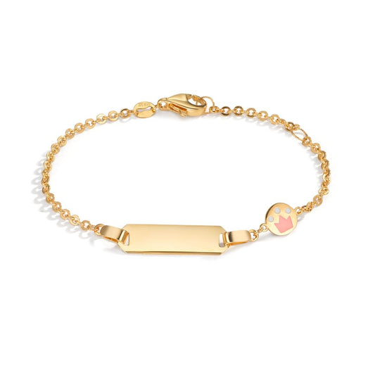 Gravurarmband 375/9 K Gelbgold lackiert Krone 12-14 cm verstellbar