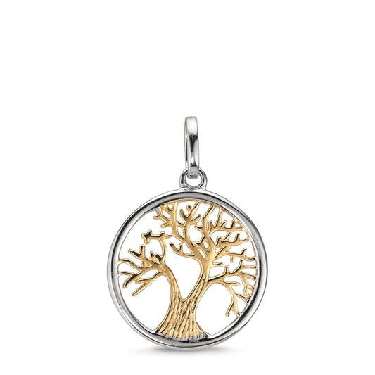 Pendentif Or jaune 9K, Or blanc 9K Arbre de la vie Ø14 mm