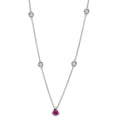 Collier Or blanc 18K Diamant 0.14 ct, 4 Pierres, w-si, Rubis 42-45 cm