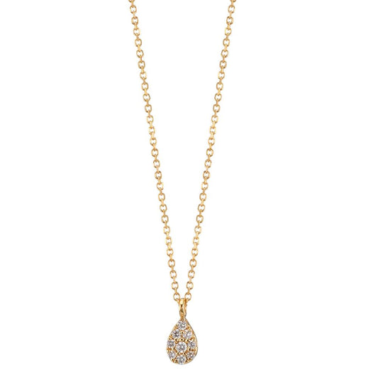 Collier 750/18 K Gelbgold Diamant 0.04 ct, 9 Steine, w-si 42-45 cm verstellbar