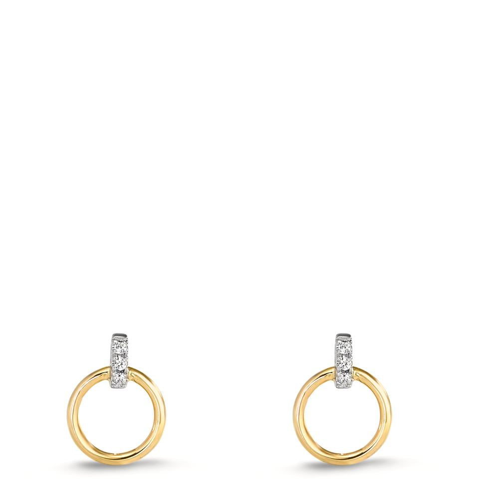 Clous d'oreilles Or jaune 9K, Or blanc 9K Zircone 6 Pierres