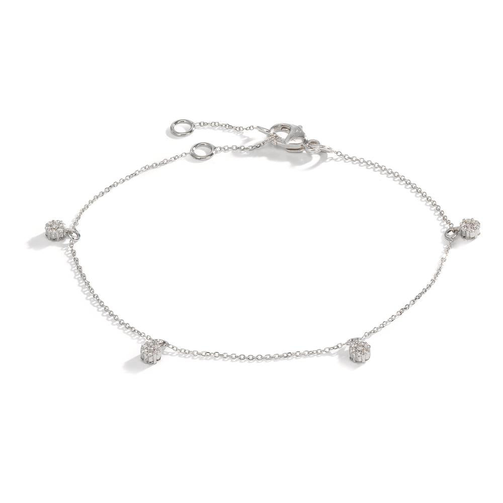 Bracelet Or blanc 18K Diamant 0.24 ct, 28 Pierres, w-si 16-19 cm