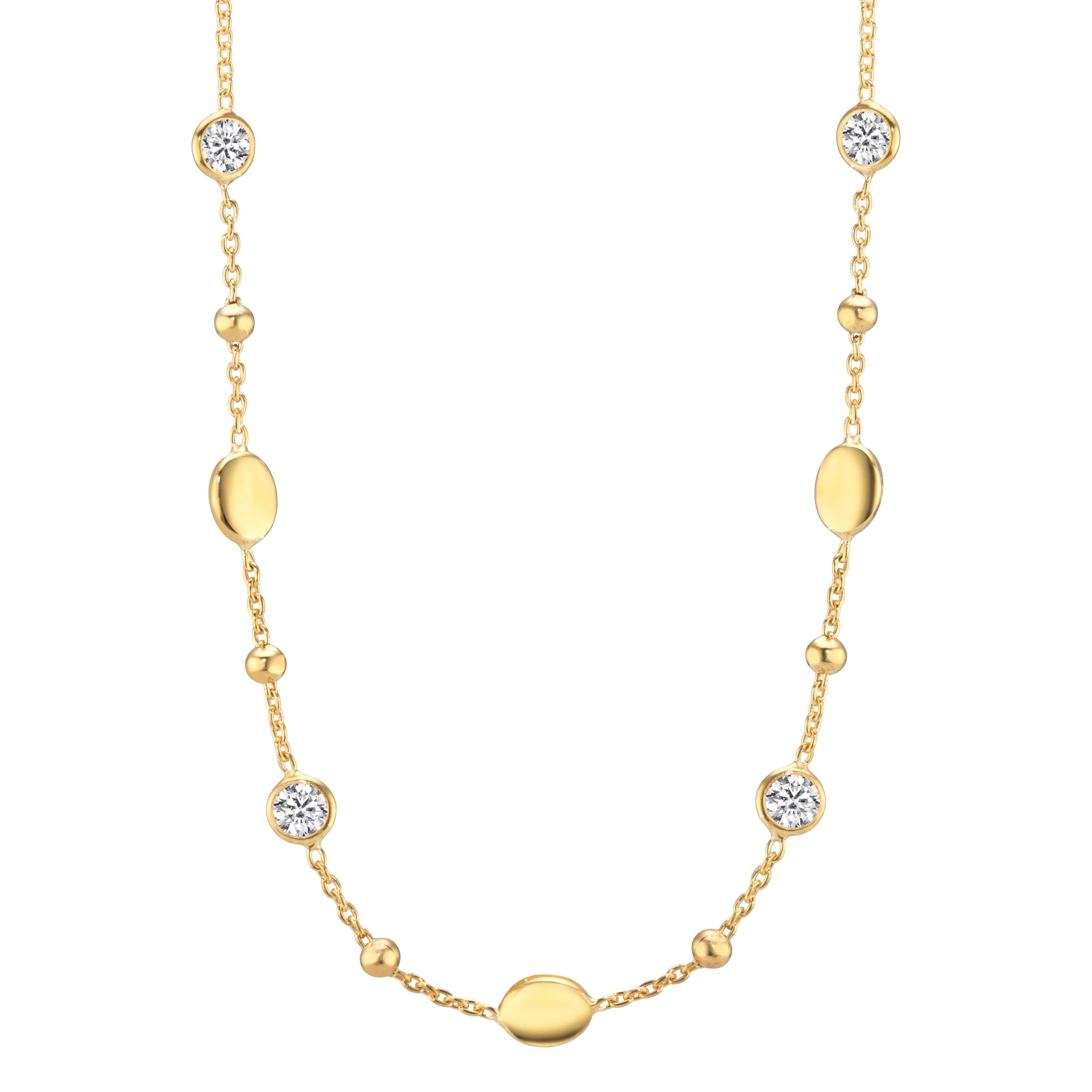 Collier Maillons Ovales Plaqué Or Jaune 19" - Zircons Cubiques, Argent 925, PARIS 1901 Neuf