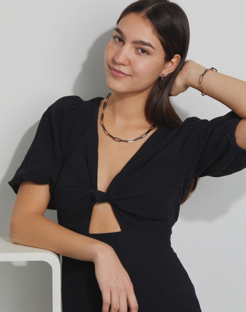 Armband Soho Rosé aus Edelstahl mit Carbon, verstellbar bis 21 cm