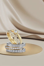 Bague d'éternité Or blanc 18K Diamant blanc, 1 ct, 25 Pierres, brillant, w-si