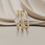 Bague solitaire Or jaune 18K Diamant 0.47 ct, brillant, w-si, Diamant 0.18 ct, 18 Pierres, brillant, w-si