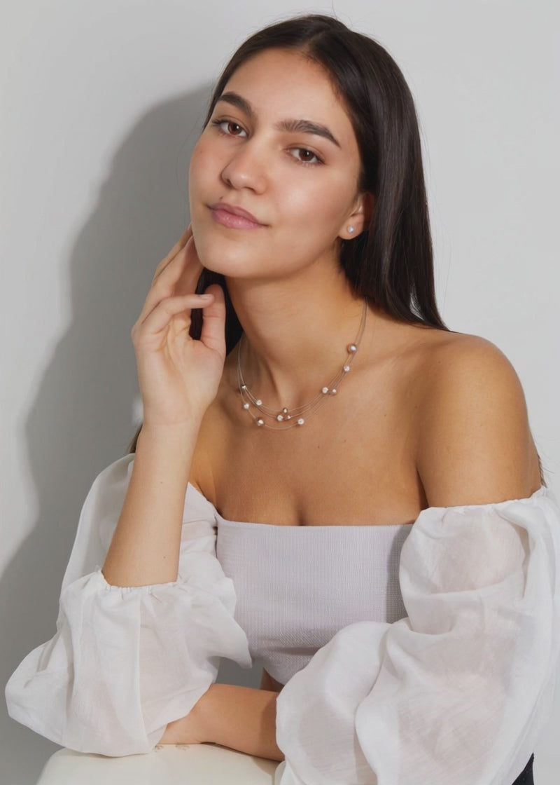 Clous d'oreilles Acier inoxydable perle de culture blanc, 2 Perles, 6 mm Ø6 mm