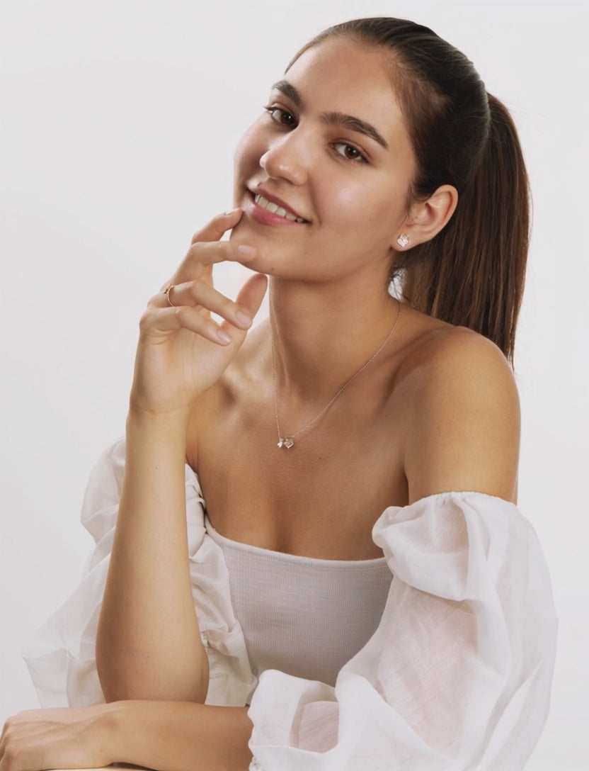 Collier Silber Zirkonia rosé vergoldet Blume 42-45 cm verstellbar