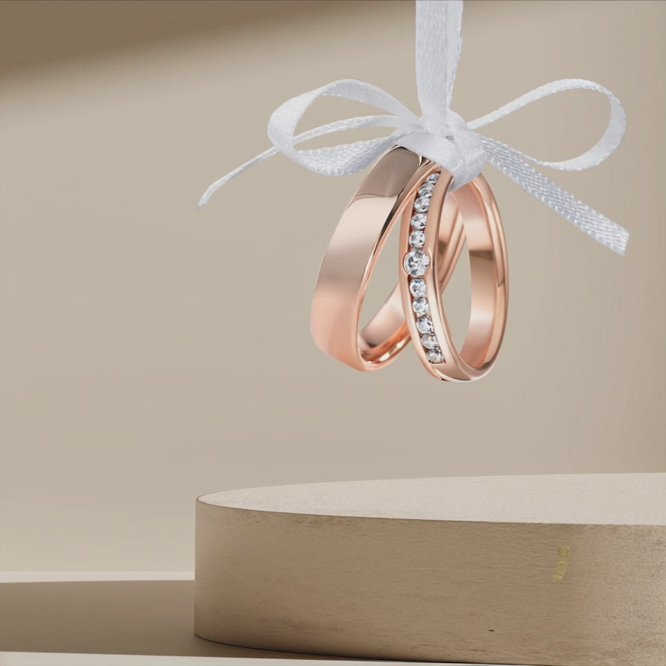 Alliance Or rouge 18K Diamant 0.37 ct, 11 Pierres, w-si