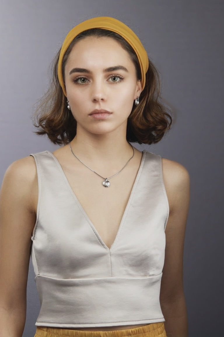 Chaînette avec pendentif Acier inoxydable Zircone perle d'eau douce blanc, 6.5 mm 42 cm