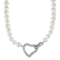 Collier de perles et zirconias, 45 cm-352416
