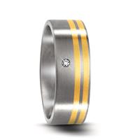 Fingerring Edelstahl, 750/18 K Gelbgold Diamant 0.03 ct, w-si-529163