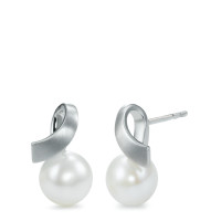 Clous d'oreilles Or blanc 750/18 K perle d'eau douce-541419
