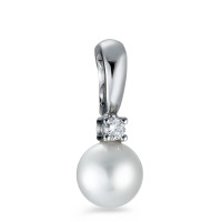Pendentif Or blanc 750/18 K Diamant 0.07 ct, w-si perle d'eau douce-546429