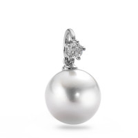 Pendentif Or blanc 750/18 K Diamant 0.10 ct, w-si perle d'eau douce-554593