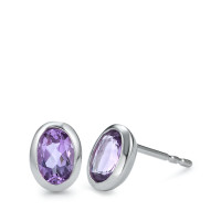 Clous d'oreilles Or blanc 750/18 K Améthyste violet, 2 Pierres-558129