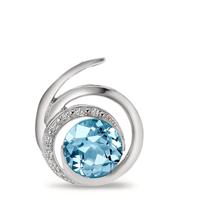 Pendentif Or blanc 750/18 K Topaze bleu, Diamant 0.035 ct, 6 Pierres, brillant, w-si-558140