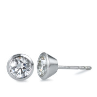 Clous d'oreilles Or blanc 750/18 K Diamant blanc, 1 ct, 2 Pierres, brillant, w-si Ø6.5 mm-558263