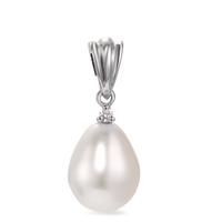 Pendentif Or blanc 750/18 K Diamant blanc, 0.015 ct, si perle d'eau douce-562102
