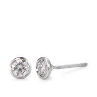 Clous d'oreilles Or blanc 750/18 K Diamant 0.50 ct, 2 Pierres, w-si Ø5 mm-563082