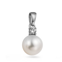 Pendentif Or blanc 750/18 K Diamant 0.07 ct, w-si perle d'eau douce-563415