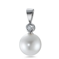 Pendentif Or blanc 750/18 K Diamant 0.06 ct, w-si perle d'eau douce-563416