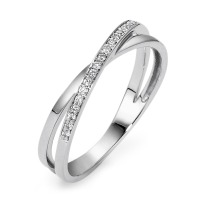 Fingerring 750/18 K Weissgold Diamant 0.10 ct, 21 Steine, w-si-563429