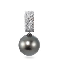 Pendentif Or blanc 750/18 K Diamant 0.20 ct, 20 Pierres, w-si perle de Tahiti-563606
