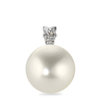 Pendentif Or blanc 750/18 K Diamant 0.05 ct, w-si perle d'eau douce-563775
