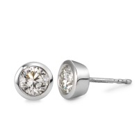 Clous d'oreilles Or blanc 750/18 K Diamant blanc, 1 ct, 2 Pierres, brillant, si, IGI Ø6.5 mm-566100