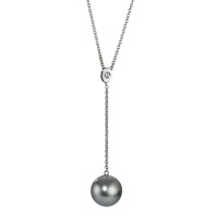 Collier Or blanc 750/18 ct. Diamant 0.09 ct perle de Tahiti 42-45 cm-570702