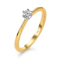 Solitär Ring 750/18 K Gelbgold, 750/18 K Weissgold Diamant 0.15 ct-570861