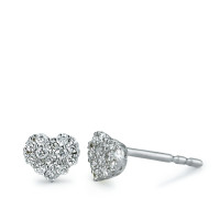 Clous d'oreilles Or blanc 750/18 K Diamant 0.20 ct, 26 Pierres, brillant, w-si Coeur Ø5 mm-573399