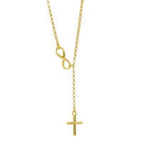 Halskette mit Anhänger Silber vergoldet Kreuz 43 cm-575646