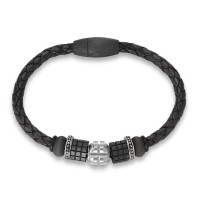 Bracelet Acier inoxydable, Carbone, Cuir 22 cm Ø10 mm-581516