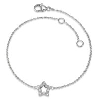 Bracelet Or blanc 375/9 K Zircone 10 Pierres Étoile 15.5-17.5 cm-584225