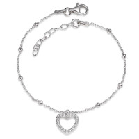 Armband Silber Zirkonia rhodiniert Herz 16.5-19 cm verstellbar-586563