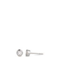 Clous d'oreilles Argent Zircone blanc, 2 Pierres Rhodié Ø4.5 mm-587128