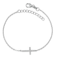 Armband Silber Zirkonia rhodiniert Kreuz 16-19 cm verstellbar-588366