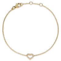 Bracelet Or jaune 750/18 ct. Diamant 0.06 ct Coeur 17-19 cm-588453