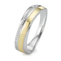 Fingerring 375/9 K Weissgold Diamant 0.06 ct, 25 Steine, w-si gelb vergoldet-589292