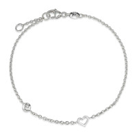 Bracelet Or blanc 750/18 K Diamant 0.02 ct, 2 Pierres, w-si Coeur 17-18 cm-589572