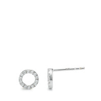 Clous d'oreilles Or blanc 750/18 K Diamant 0.12 ct Ø6 mm-589576