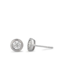 Clous d'oreilles Or blanc 750/18 K Diamant 0.10 ct Ø6 mm-589803